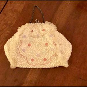 20’s white &pastel beaded  formal purse by Charlet